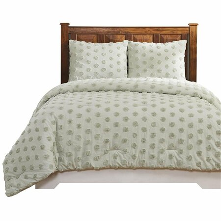 BETTER TRENDS Athenia Collection 100% Cotton King Comforter Set in Sage QUATKISA